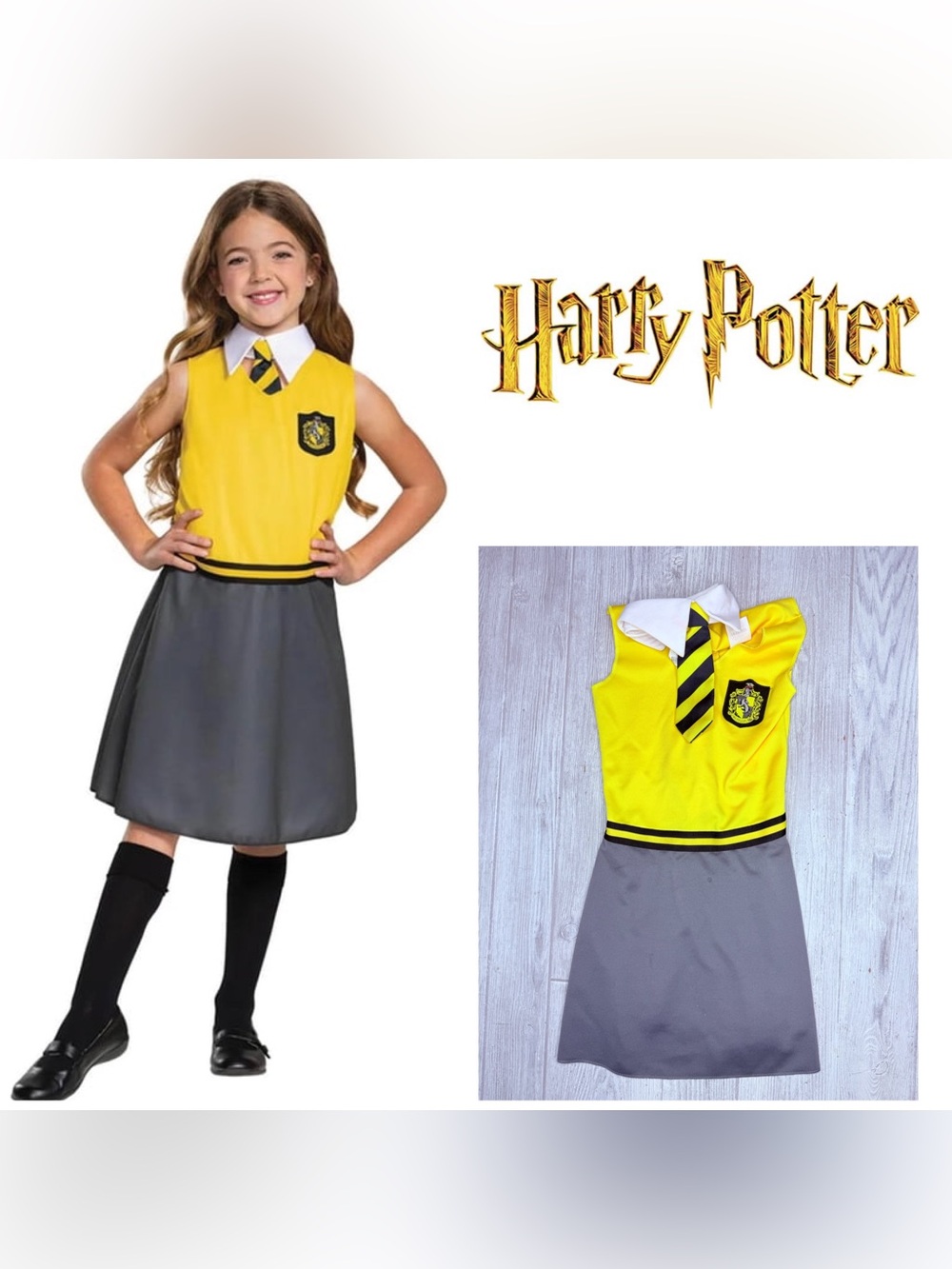 Disguise Girls' Classic Harry Potter Hufflepuff Dress 4-6y Halloween cosplay